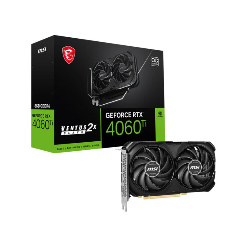 MSI GeForce RTX™ 4060 Ti Ventus 2X Black 8G OC GDDR6 Graphics Card - كرت شاشة